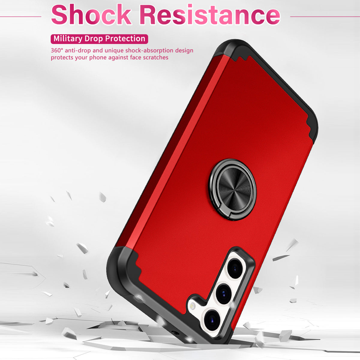For Samsung Galaxy S24+ Hybrid Case PC+TPU Phone Back Cover Protector with Kickstand - Red