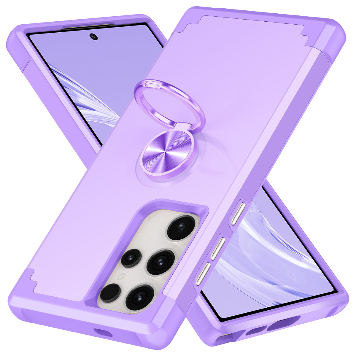 For Samsung Galaxy S24 Ultra Back Case with Kickstand PC+TPU Anti-drop Cover Protector - Purple