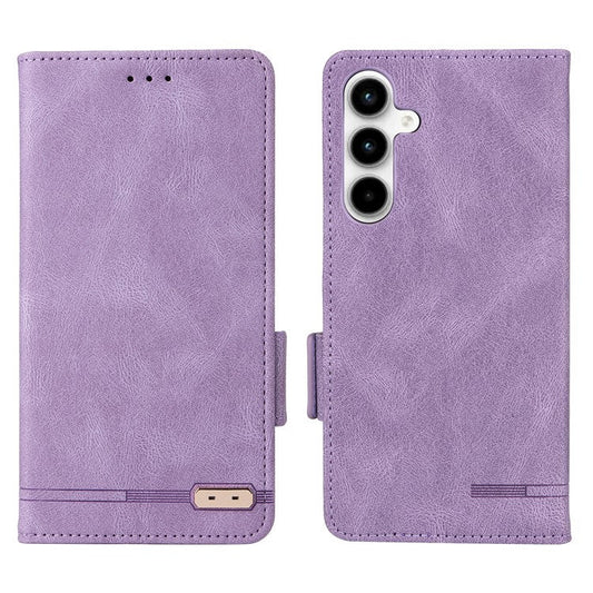 For Samsung Galaxy A35 5G Case Anti-scratch Hardware Decor Leather Phone Stand Cover - Purple