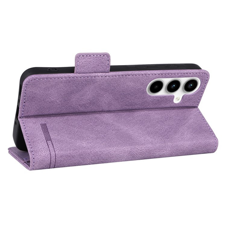 For Samsung Galaxy A35 5G Case Anti-scratch Hardware Decor Leather Phone Stand Cover - Purple