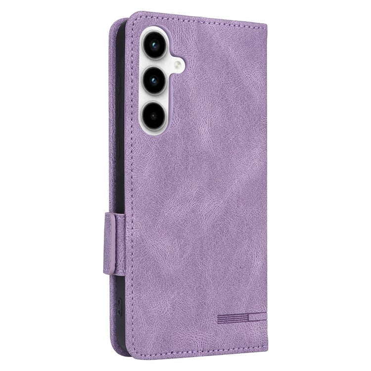 For Samsung Galaxy A35 5G Case Anti-scratch Hardware Decor Leather Phone Stand Cover - Purple