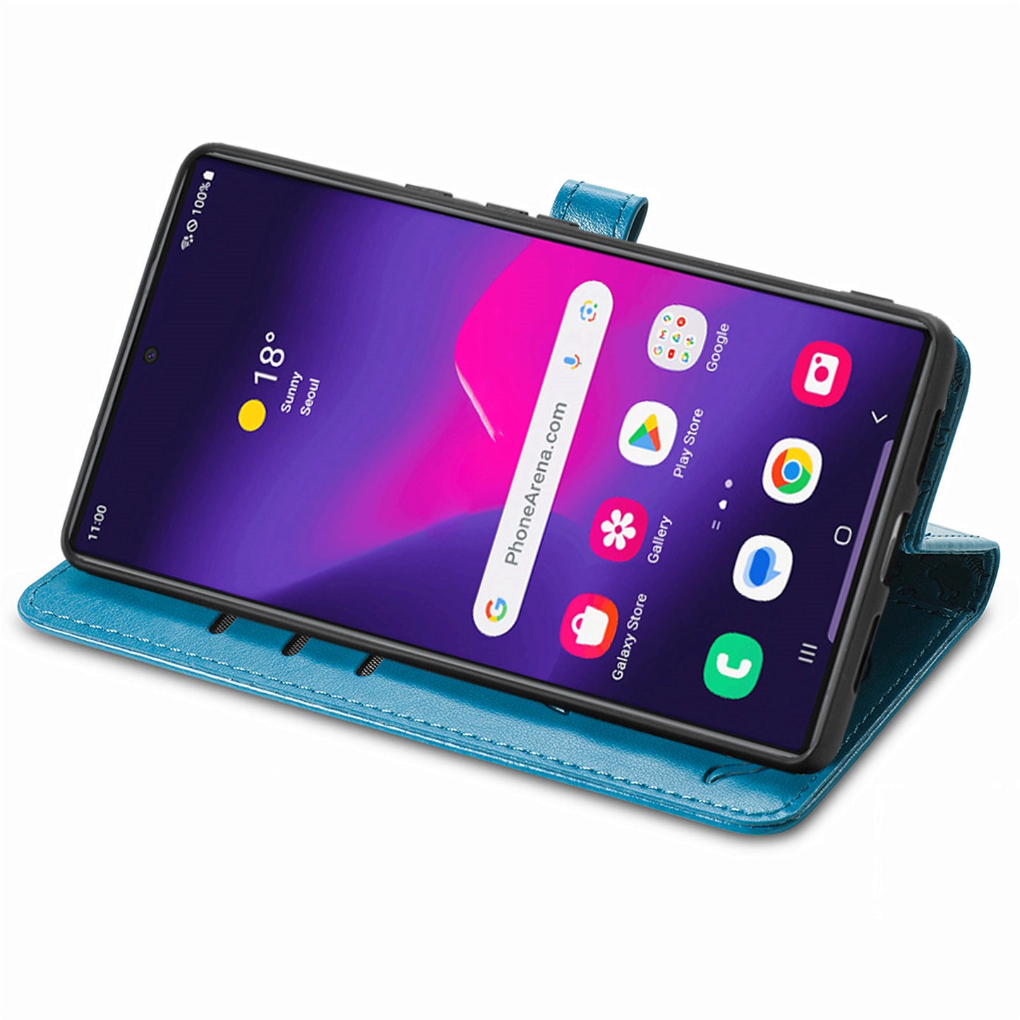 For Samsung Galaxy S24 Ultra Cartoon Wallet Case PU Leather Cat Dog Style Flip Phone Cover - Blue