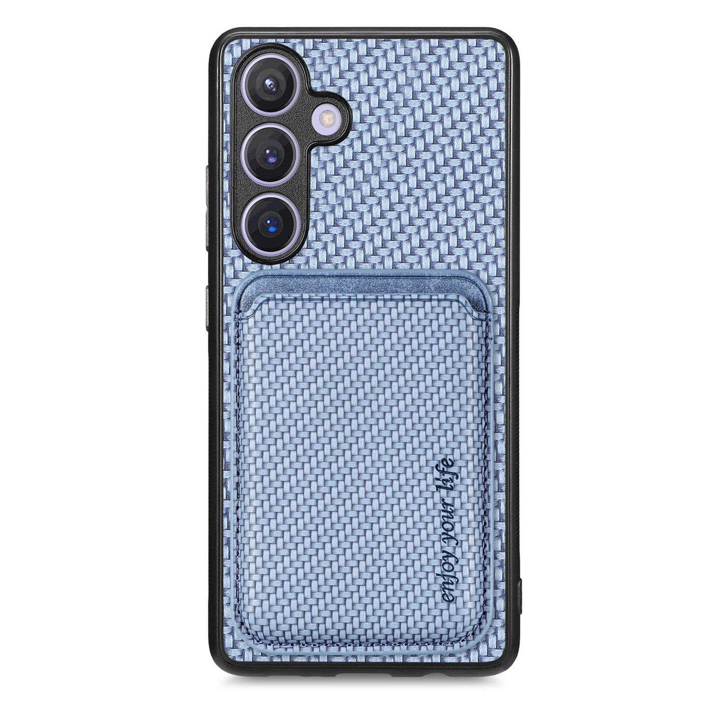 For Samsung Galaxy S24+ Back Case PU+PC+TPU Cover with Magnetic Detachable Card Holder - Blue