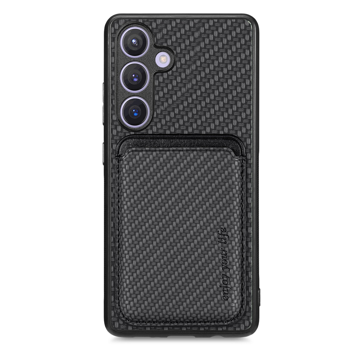 For Samsung Galaxy S24 Back Case Magnetic Card Holder Phone Protective Cover - Black