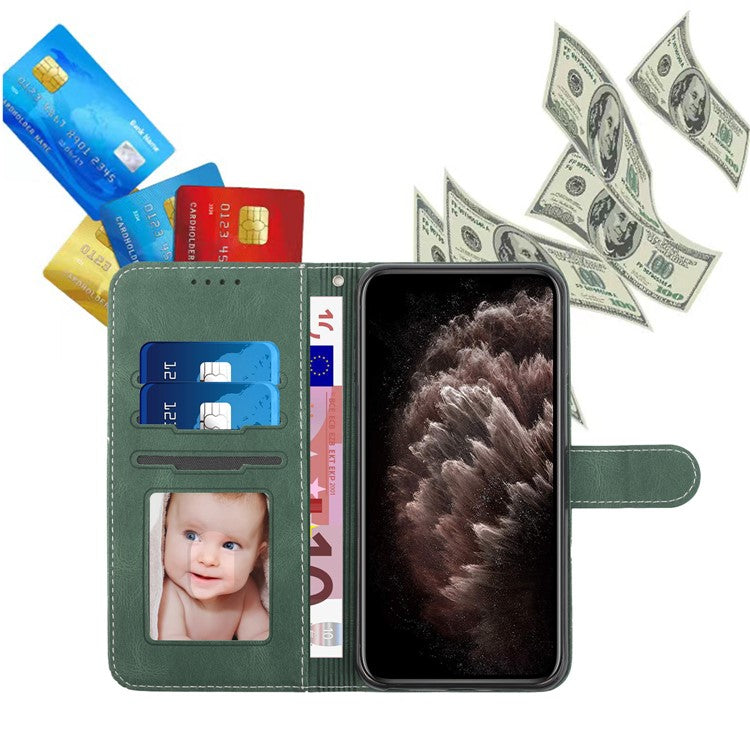 YX0010 Series for OnePlus 12 5G Leather Protective Case Flip Wallet Phone Cover - Blackish Green