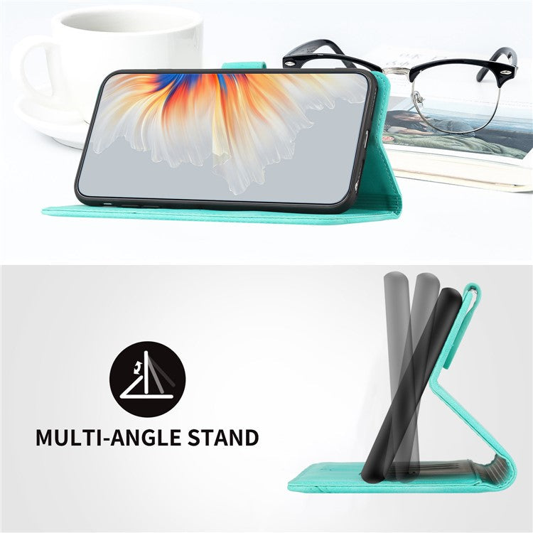 YX0030 For OnePlus 12 5G Leather Wallet Flip Cover Smile Pattern Phone Case Stand - Baby Blue
