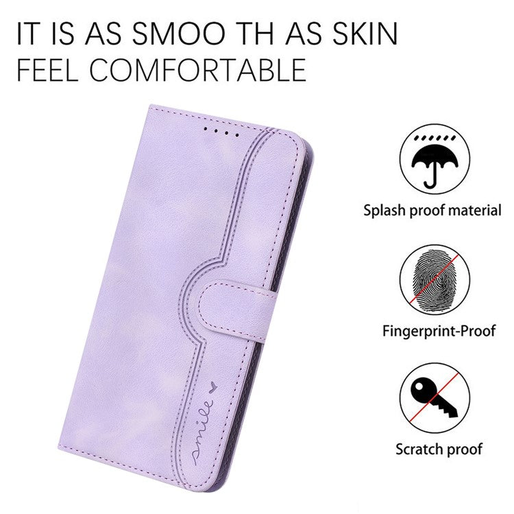 YX0030 For OnePlus 12 5G Leather Wallet Flip Cover Smile Pattern Phone Case Stand - Purple