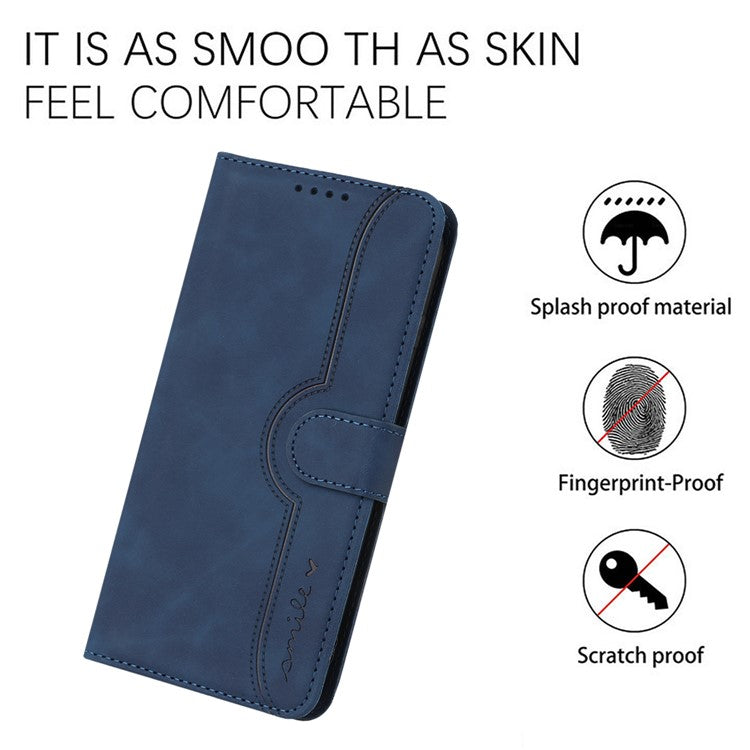 YX0030 For OnePlus 12 5G Leather Wallet Flip Cover Smile Pattern Phone Case Stand - Sapphire
