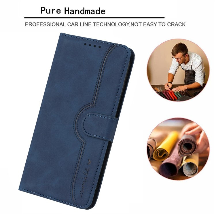 YX0030 For OnePlus 12 5G Leather Wallet Flip Cover Smile Pattern Phone Case Stand - Sapphire