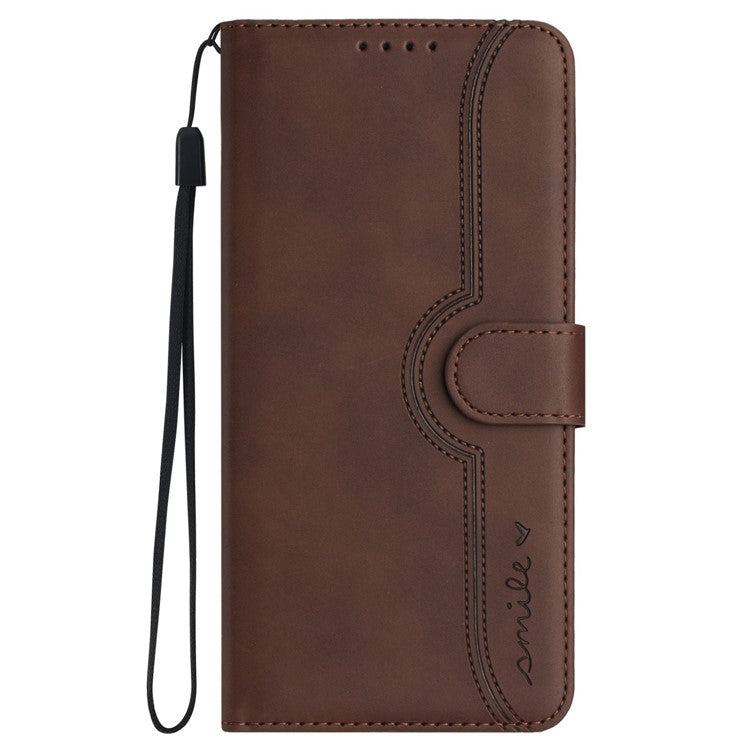 YX0030 For OnePlus 12 5G Leather Wallet Flip Cover Smile Pattern Phone Case Stand - Coffee