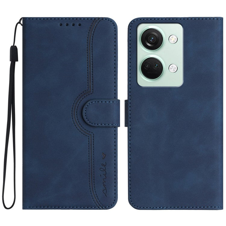 YX0030 For OnePlus Ace 2V / Nord 3 5G Case Leather Smile Pattern Phone Cover Wallet - Sapphire