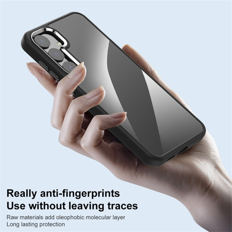 For Samsung Galaxy S24 Clear Case Metal  Lens Frame Protective Phone Cover - Light Purple