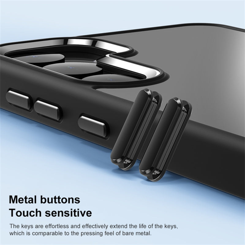 For Samsung Galaxy S24+ Phone Case TPU+PC Cover with Metal Lens Frame - Translucent