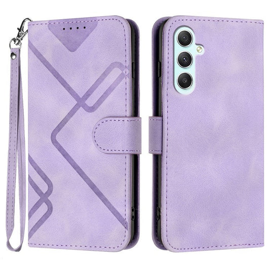 YX0040 For Samsung Galaxy A35 5G PU Leather Wallet Case Card Holder Pattern Flip Phone Cover - Purple