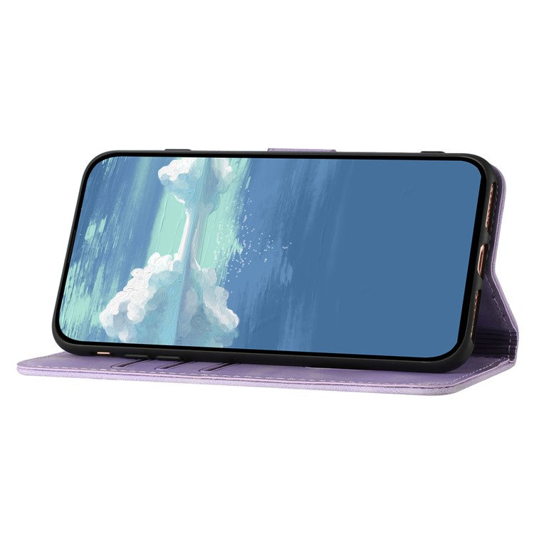 YX0040 For Samsung Galaxy A35 5G PU Leather Wallet Case Card Holder Pattern Flip Phone Cover - Purple