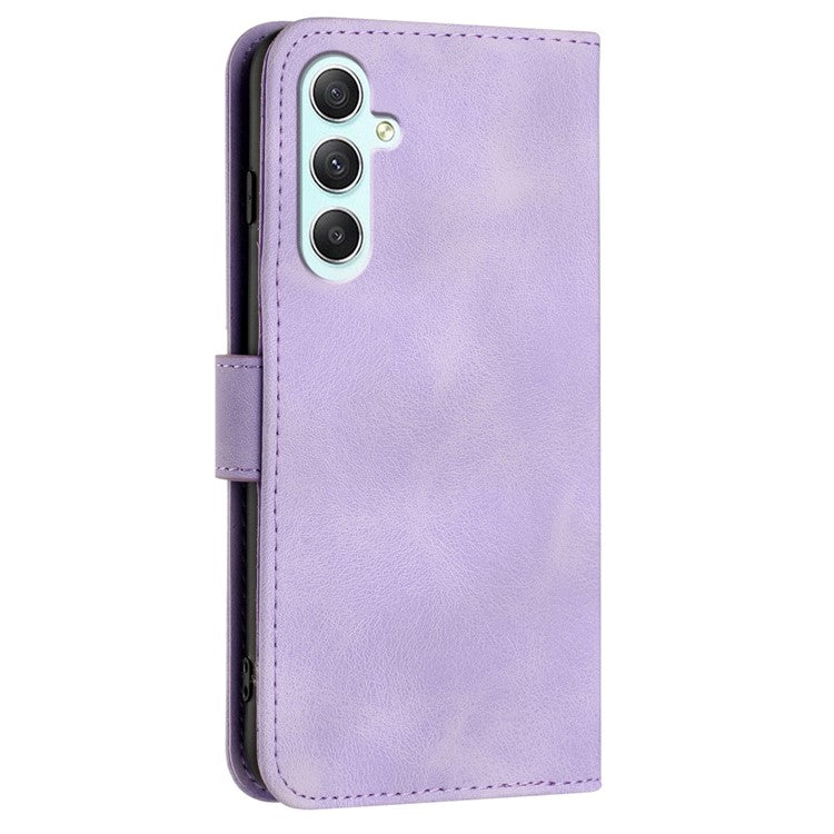 YX0040 For Samsung Galaxy A35 5G PU Leather Wallet Case Card Holder Pattern Flip Phone Cover - Purple