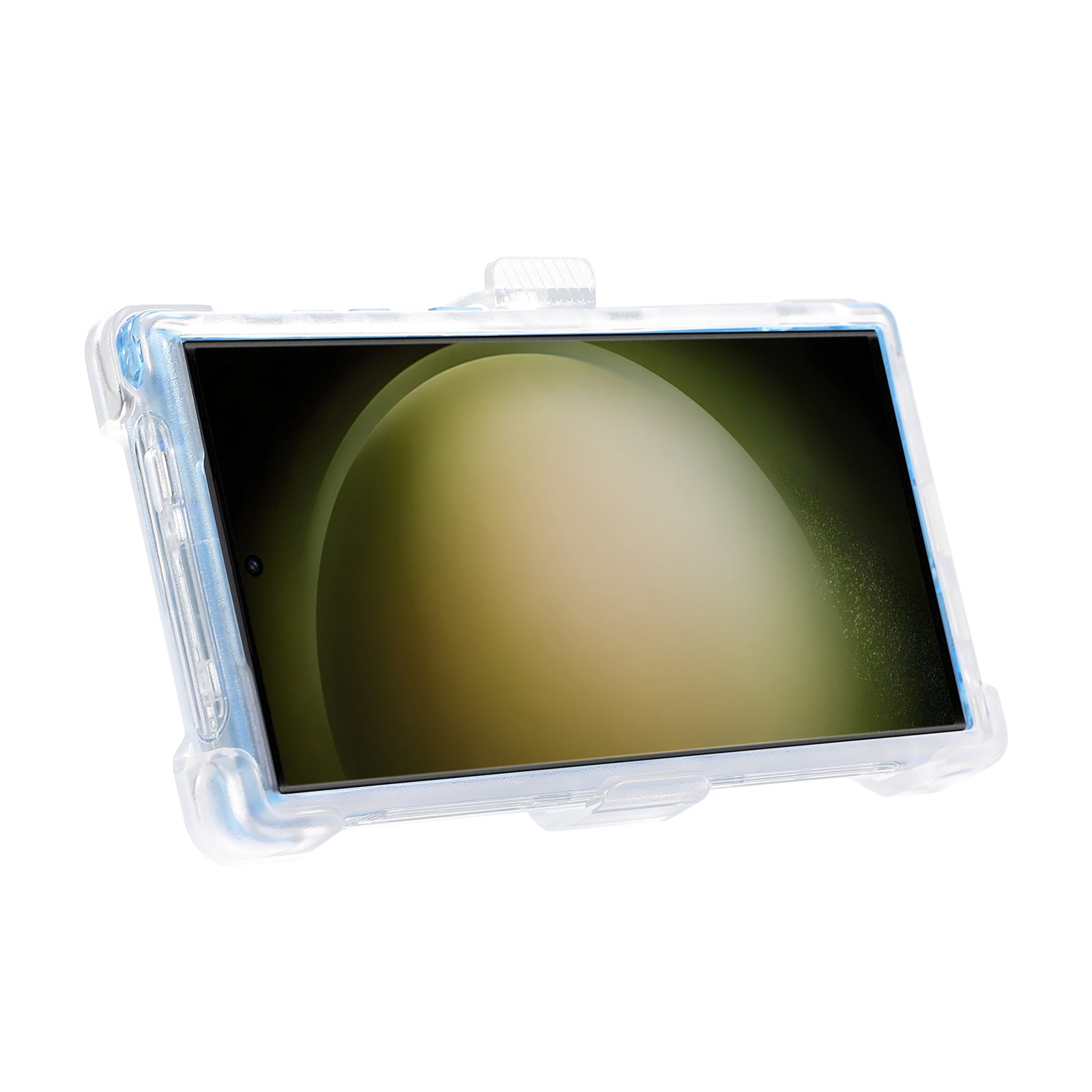 For Samsung Galaxy S24 Ultra Slide Belt Holster Case Kickstand Matte PC+TPU Mobile Phone Cover - Sky Blue