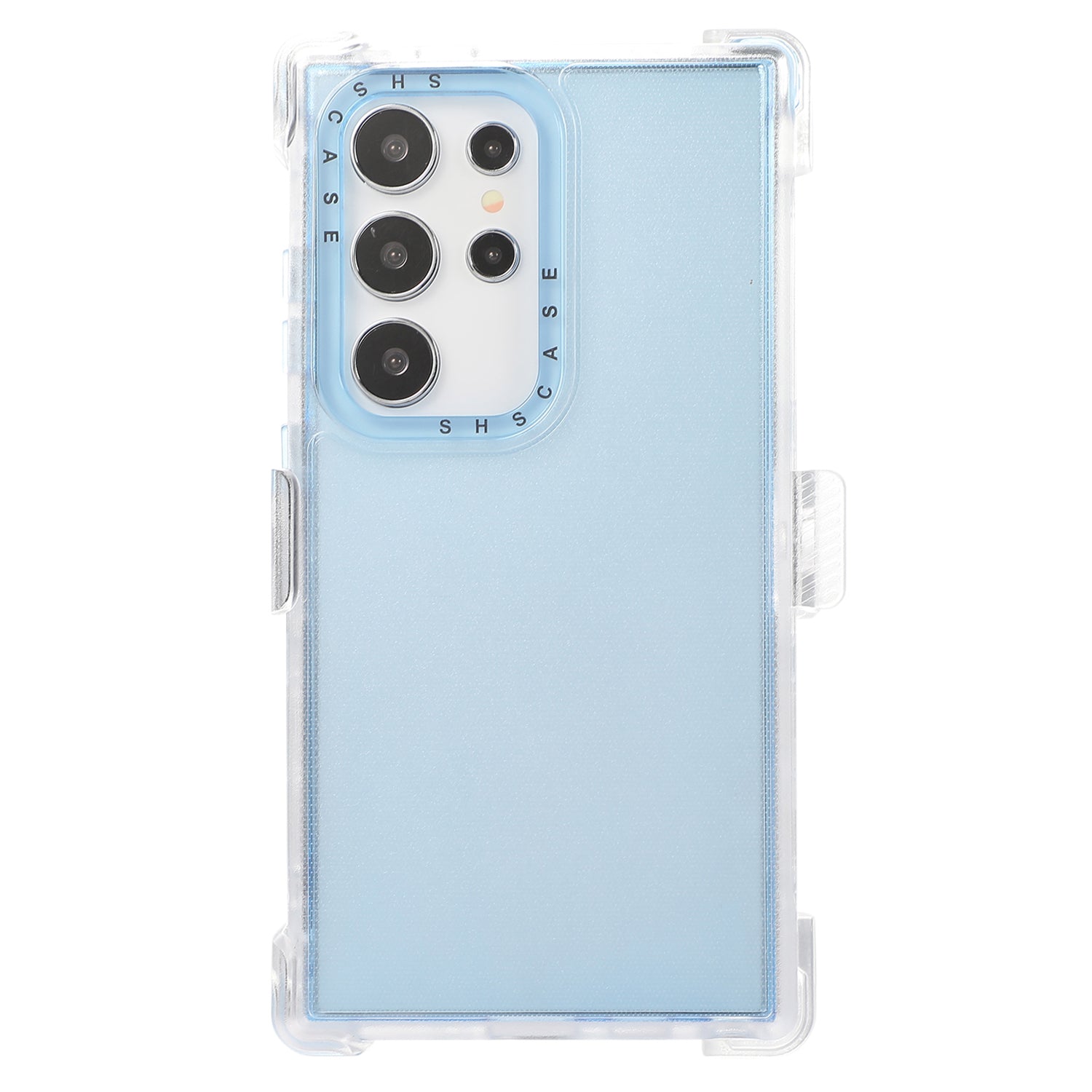 For Samsung Galaxy S24 Ultra Slide Belt Holster Case Kickstand Matte PC+TPU Mobile Phone Cover - Sky Blue