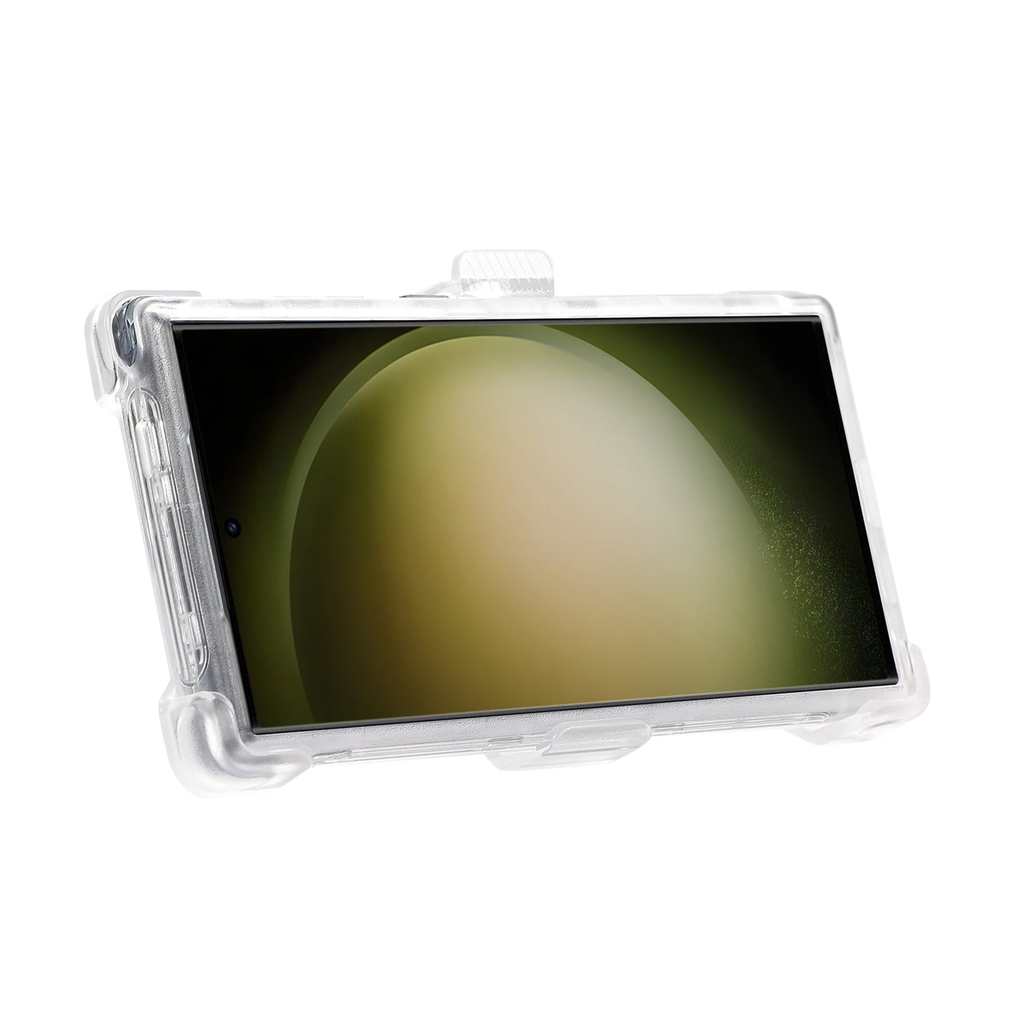 For Samsung Galaxy S24 Ultra Slide Belt Holster Case Kickstand Matte PC+TPU Mobile Phone Cover - Transparent Sapphire