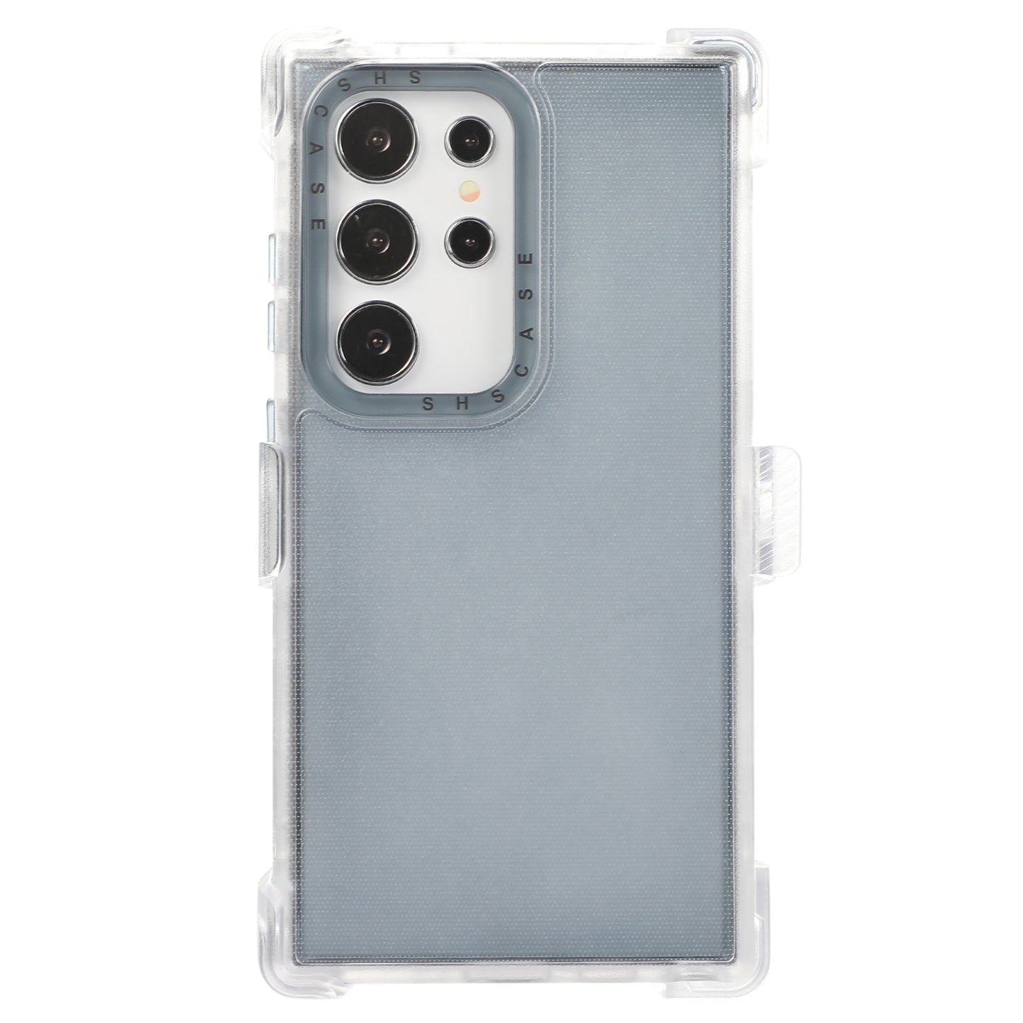 For Samsung Galaxy S24 Ultra Slide Belt Holster Case Kickstand Matte PC+TPU Mobile Phone Cover - Transparent Sapphire