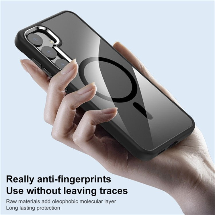 For Samsung Galaxy S24+ Phone Case Compatible with MagSafe Metal Lens Frame Cover - Translucent