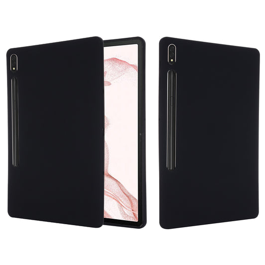For Samsung Galaxy Tab S9 FE+ Liquid Silicone Case Soft Touch Tablet Cover - Black