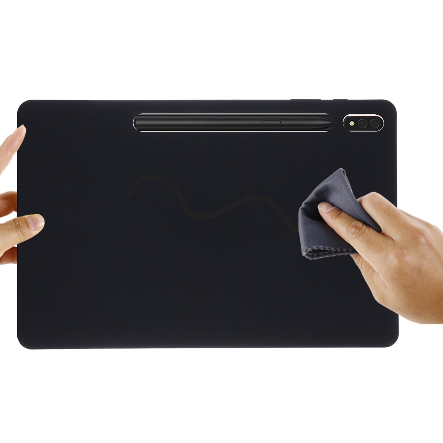 For Samsung Galaxy Tab S9 FE+ Liquid Silicone Case Soft Touch Tablet Cover - Black