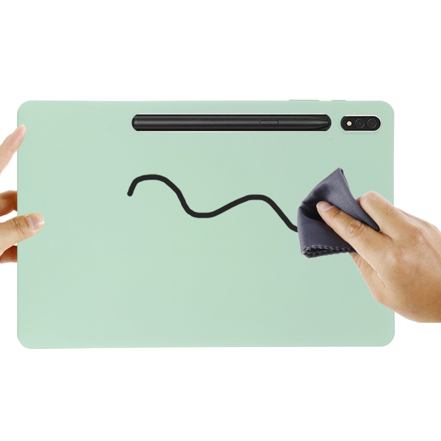 For Samsung Galaxy Tab S9 FE+ Liquid Silicone Case Soft Touch Tablet Cover - Green