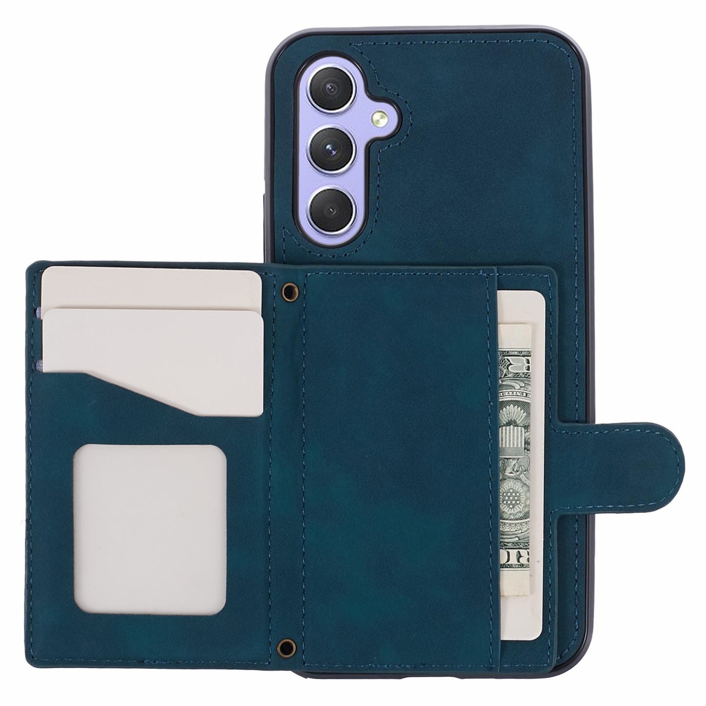 For Samsung Galaxy S24+ Cell Phone Case PU Leather + TPU Card Bag Kickstand Anti-shock Cover - Green
