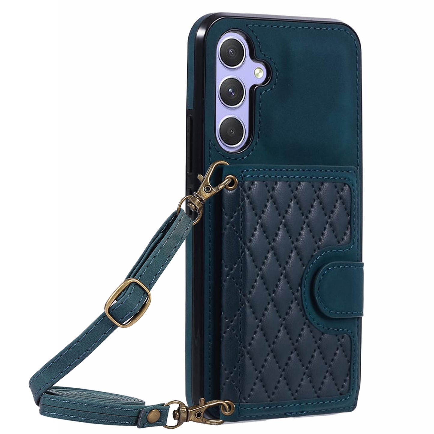 For Samsung Galaxy S24+ Cell Phone Case PU Leather + TPU Card Bag Kickstand Anti-shock Cover - Green