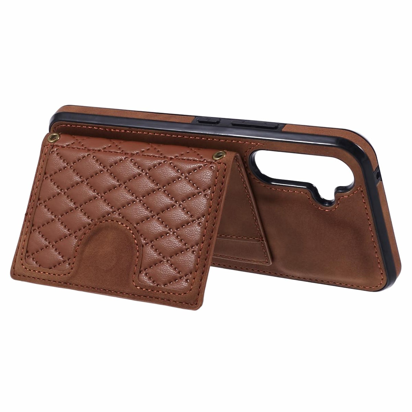 For Samsung Galaxy S24+ Cell Phone Case PU Leather + TPU Card Bag Kickstand Anti-shock Cover - Brown