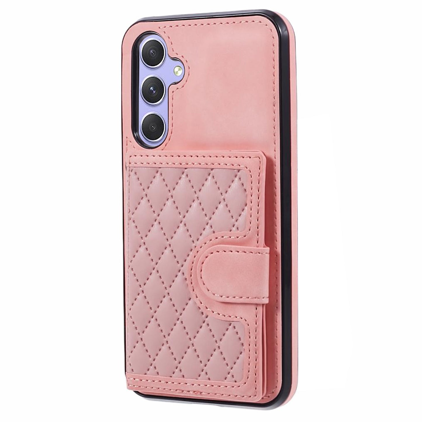 For Samsung Galaxy S24+ Cell Phone Case PU Leather + TPU Card Bag Kickstand Anti-shock Cover - Rose Gold
