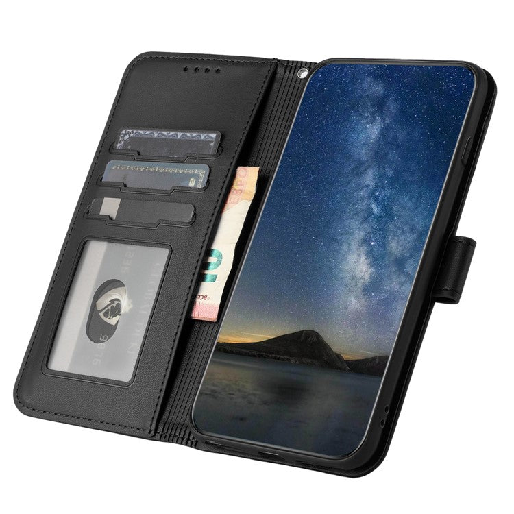 YX0050 For OnePlus 12 5G Cell Phone Case Leather Imprint Sunflower Pattern Foldable Stand Cover - Black