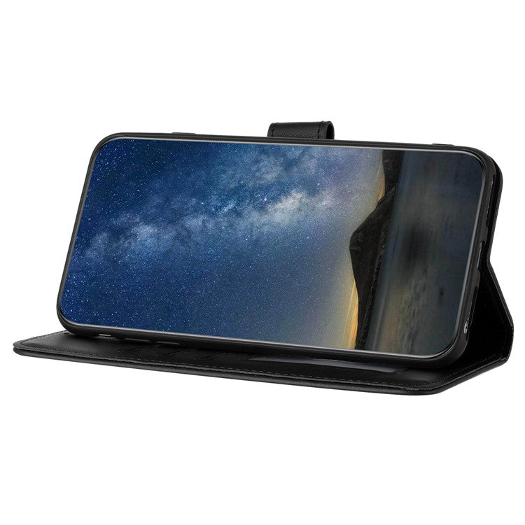 YX0050 For OnePlus 12 5G Cell Phone Case Leather Imprint Sunflower Pattern Foldable Stand Cover - Black
