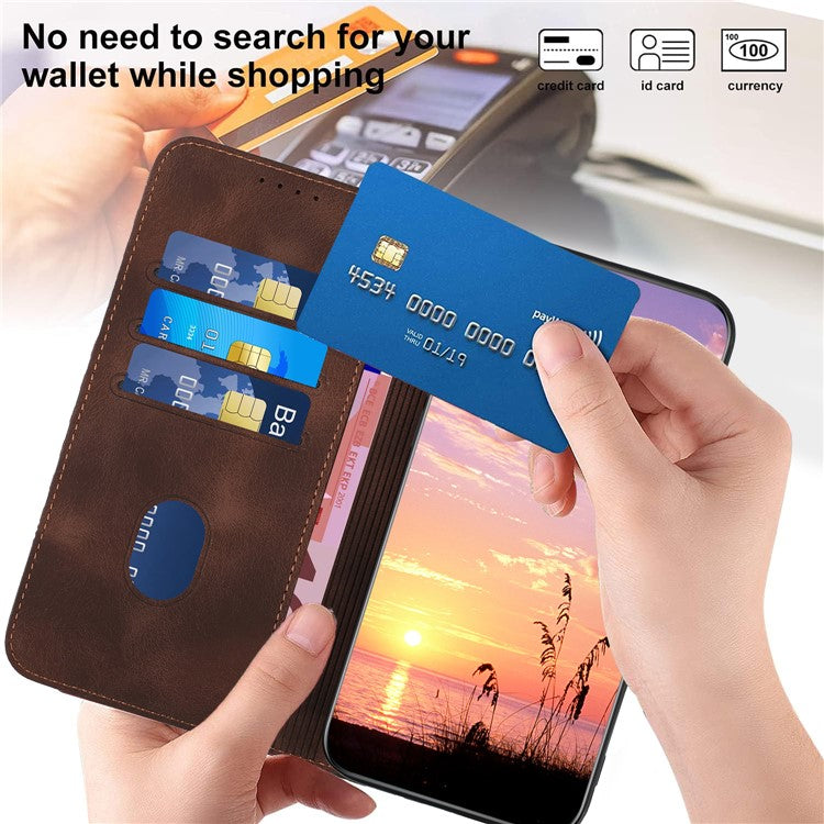 YX0060 For Oppo A57 (2022) 5G / A57 4G / A77 5G Phone Case Wallet Leather Phone Cover - Coffee
