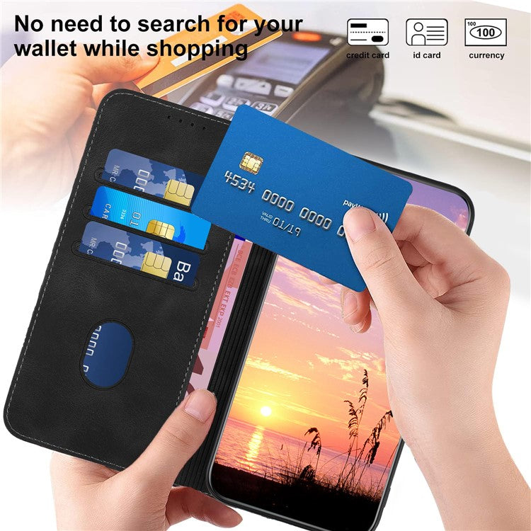 YX0060 For Oppo A57 (2022) 5G / A57 4G / A77 5G Phone Case Wallet Leather Phone Cover - Black