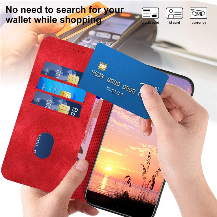 YX0060 For Oppo A57 (2022) 5G / A57 4G / A77 5G Phone Case Wallet Leather Phone Cover - Red