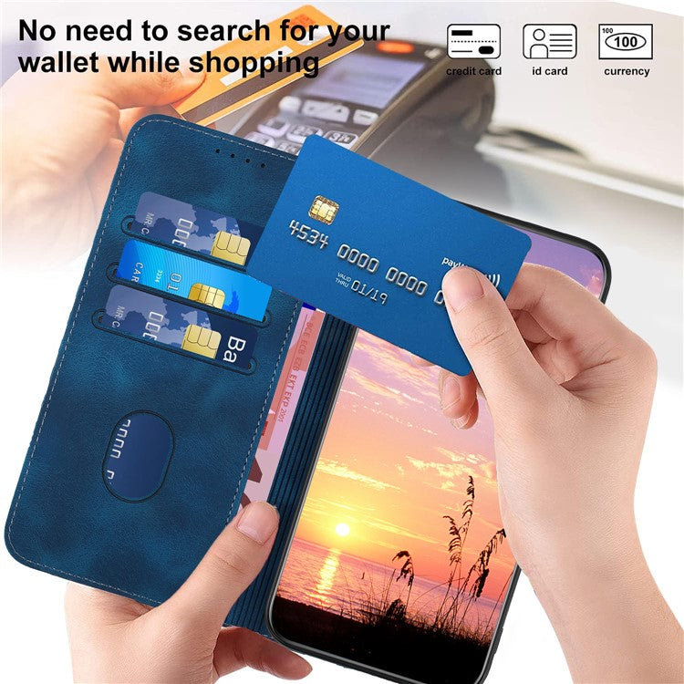 YX0060 For Oppo A57 (2022) 5G / A57 4G / A77 5G Phone Case Wallet Leather Phone Cover - Sapphire