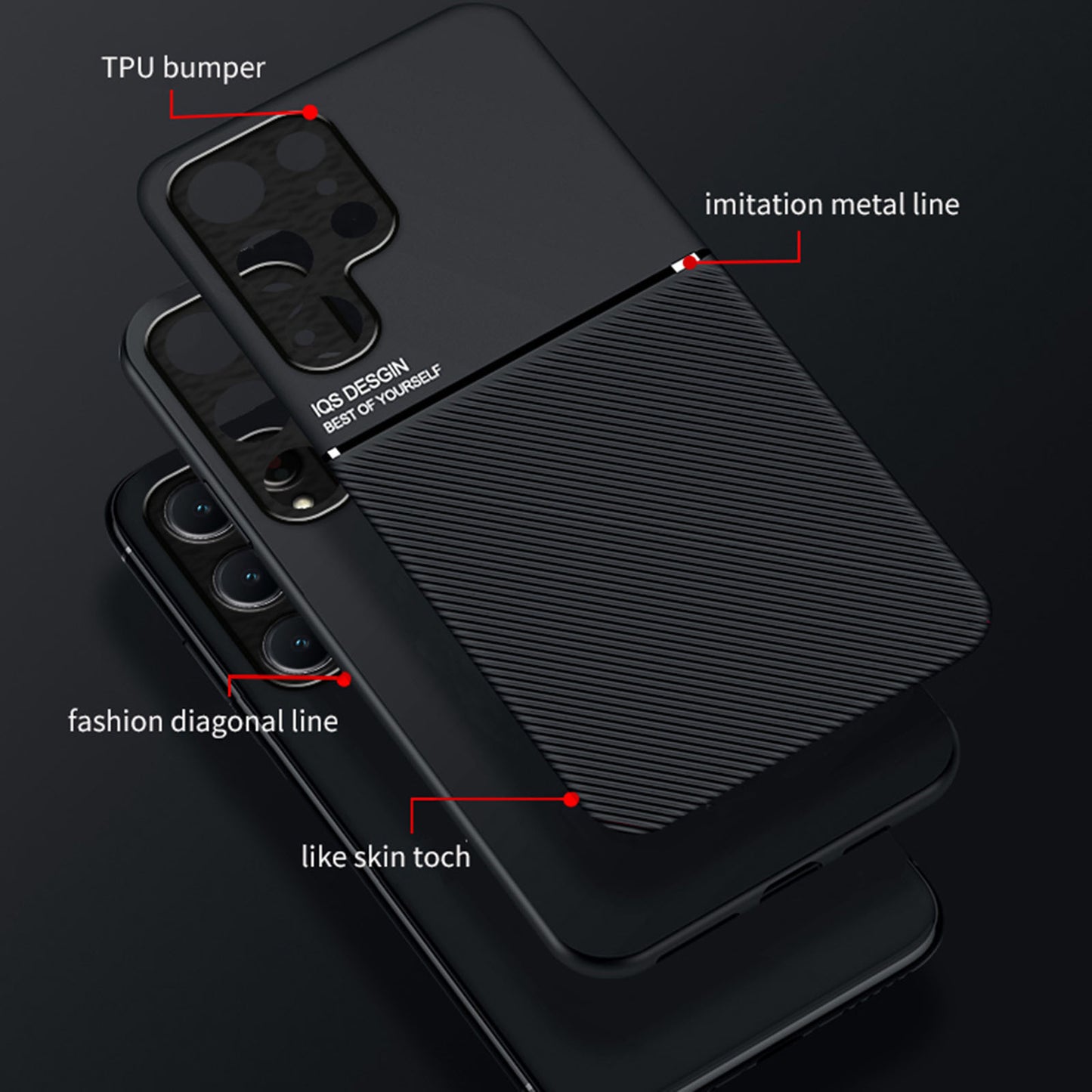 For Samsung Galaxy S24 Ultra Cell Phone Case PU+TPU+PC Cover with Magnetic Holder Metal Sheet - Red