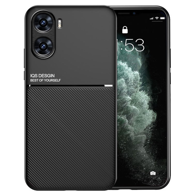 For vivo V29e (India) 5G Case Anti-drop PU+TPU+PC Cover with Magnetic Holder Metal Sheet - Black