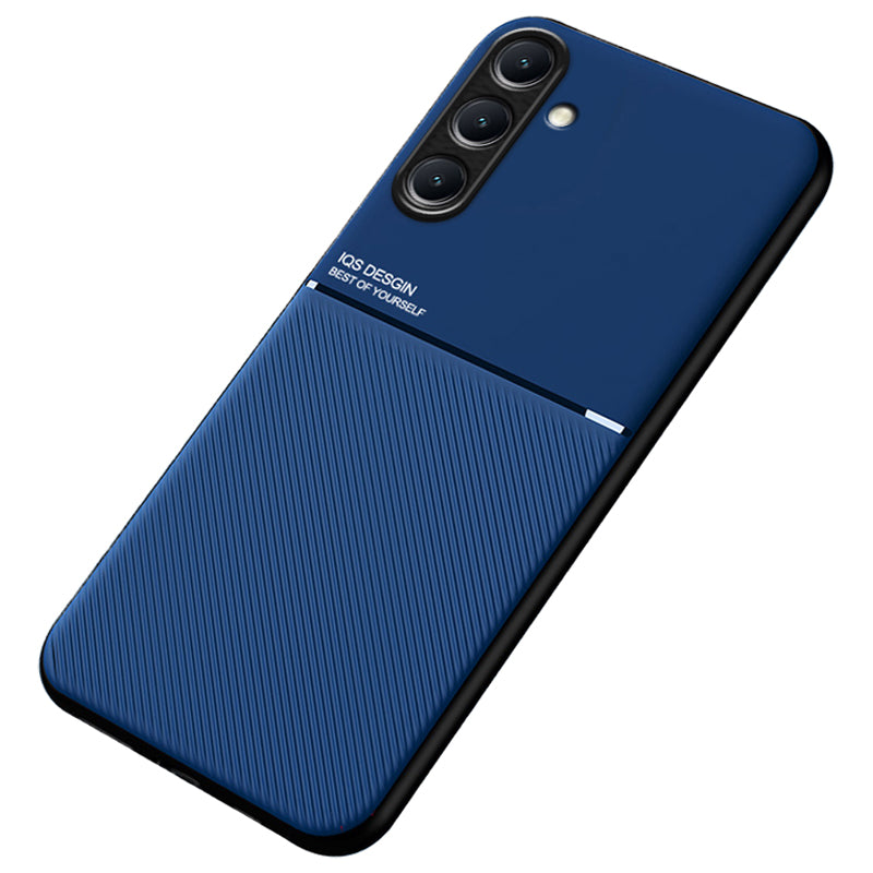 For Samsung Galaxy S24+ Case PU+TPU+PC Back Cover with Magnetic Holder Metal Sheet - Blue