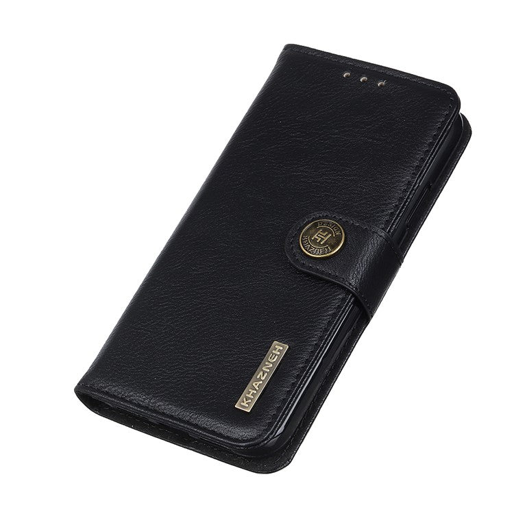 KHAZNEH For OnePlus 12 5G Case Cowhide Texture Stand Wallet Anti-drop Phone Cover - Black