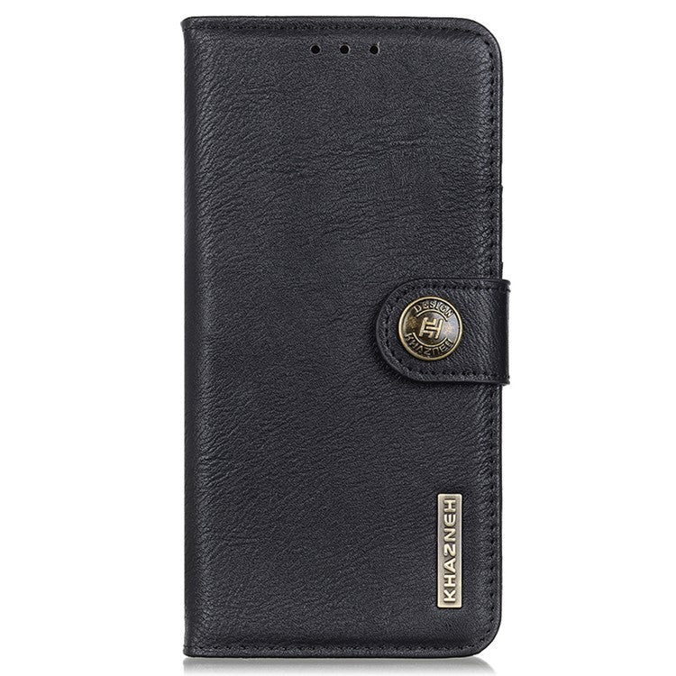 KHAZNEH For OnePlus 12 5G Case Cowhide Texture Stand Wallet Anti-drop Phone Cover - Black