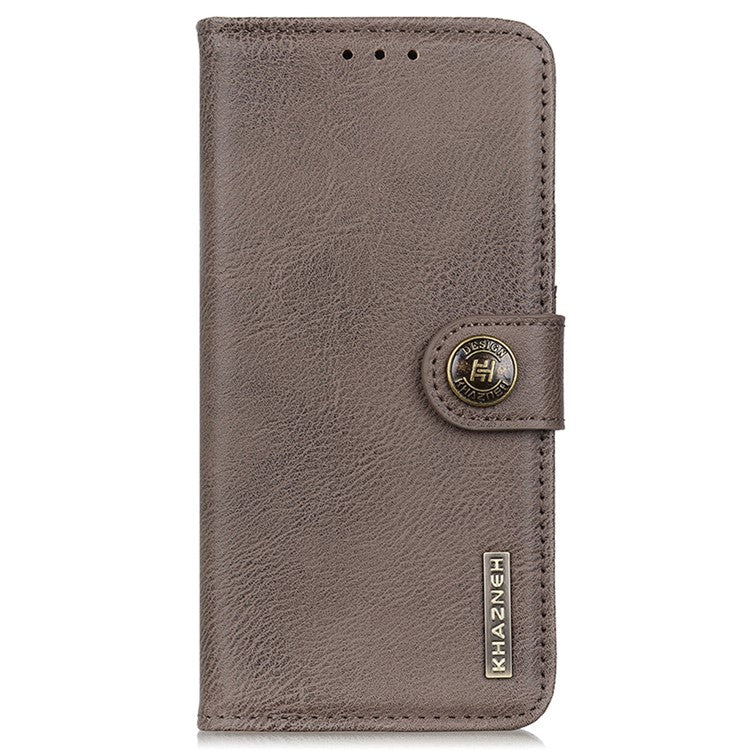 KHAZNEH For OnePlus 12 5G Case Cowhide Texture Stand Wallet Anti-drop Phone Cover - Khaki