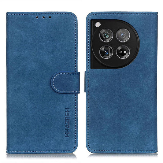KHAZNEH For OnePlus 12 5G Leather Case Retro Style Wallet Stand Folio Phone Cover - Blue