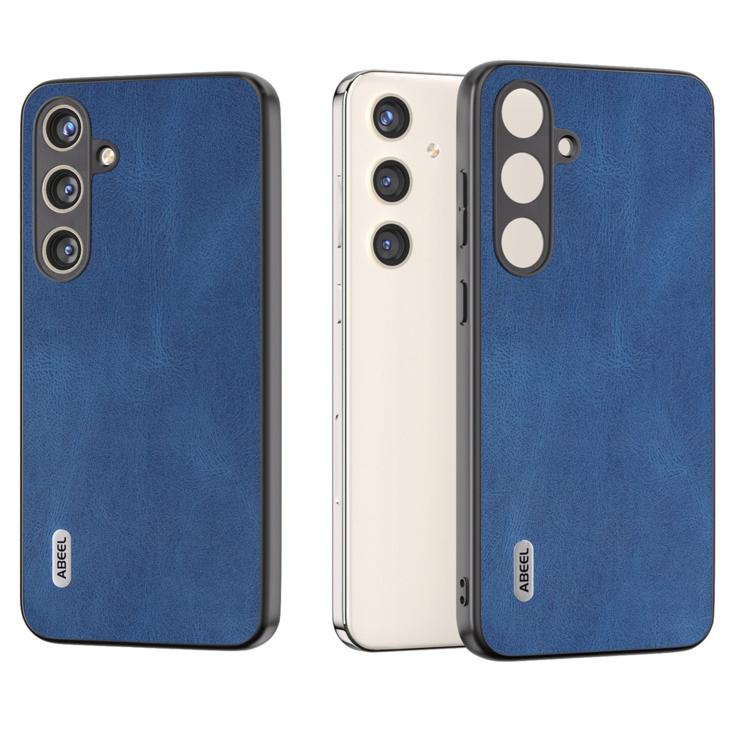 ABEEL For Samsung Galaxy S24+ Case Vintage Style PU Leather Coated PC Phone Cover - Blue