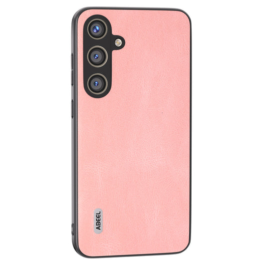 ABEEL For Samsung Galaxy S24 Case Shockproof PU Leather+PC Retro Phone Guard Cover - Pink