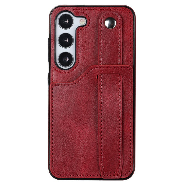 For Samsung Galaxy S23 FE Case Anti-scratch RFID Blocking Wristband Kickstand Phone Cover - Red