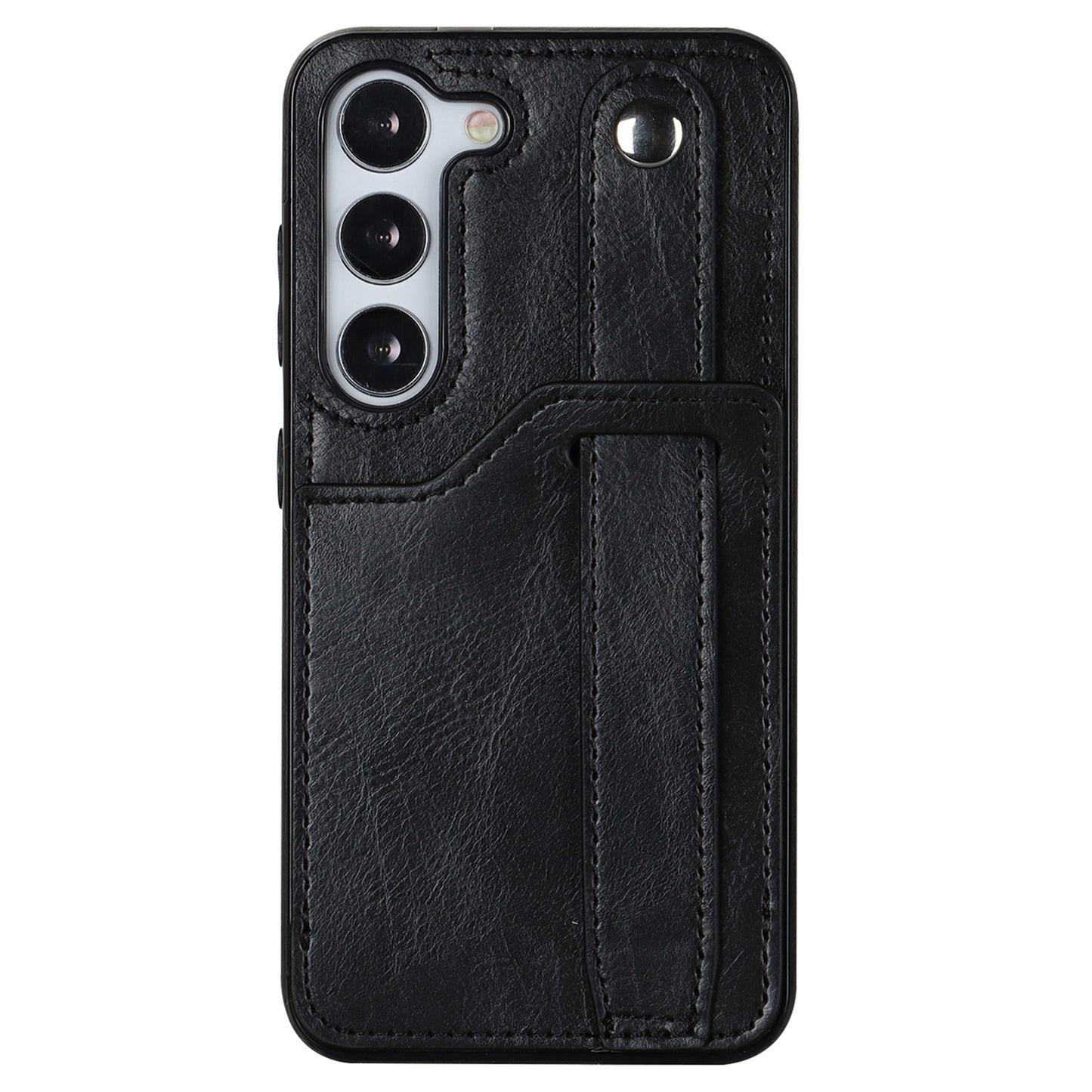 For Samsung Galaxy S24 Cell Phone Case Retro PU Leather Coated TPU RFID Blocking Cover - Black