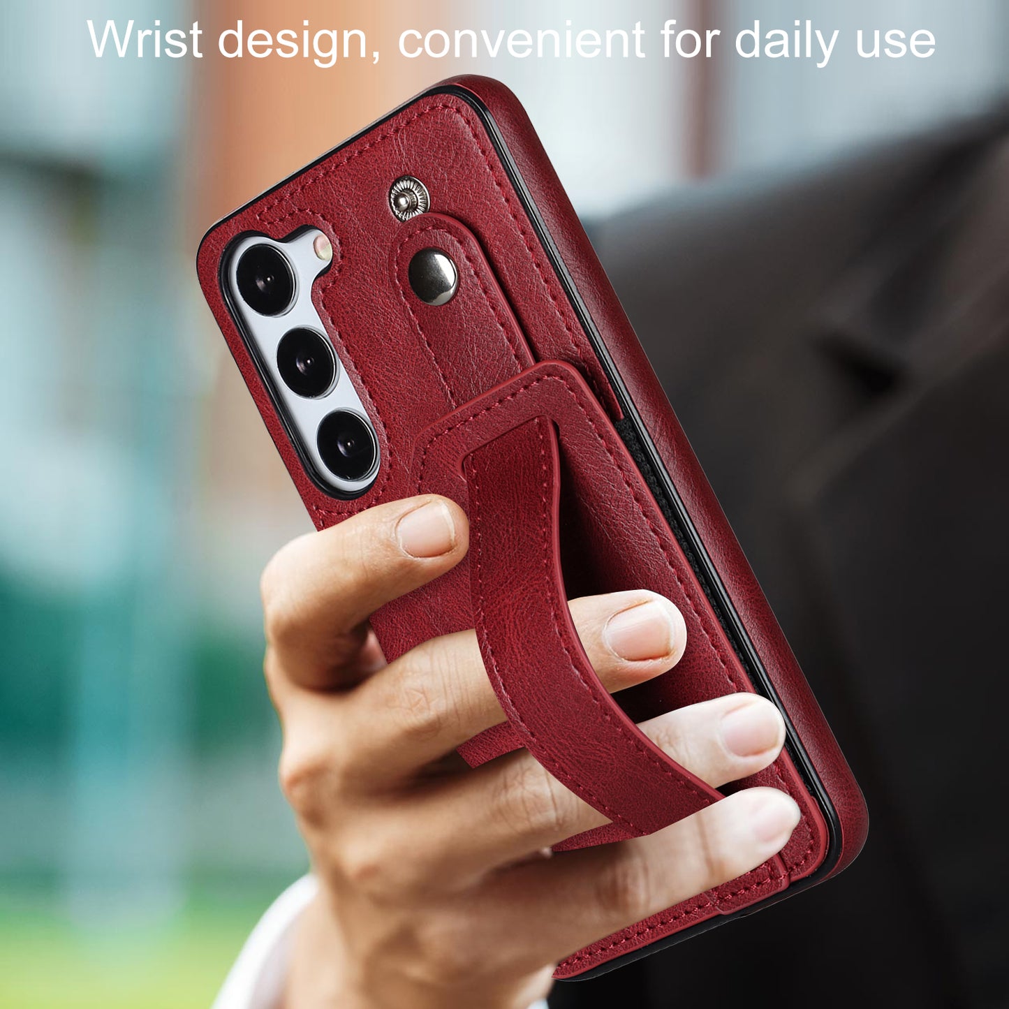 For Samsung Galaxy S24 Cell Phone Case Retro PU Leather Coated TPU RFID Blocking Cover - Red